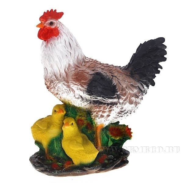 Фигура декоративная садовая Курица с цыплятами , L16 W27.5 H34 см оптом