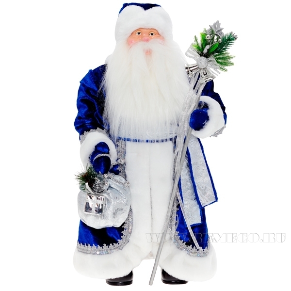 Дед Мороз,  60 см (синий бархат с серебром) оптом