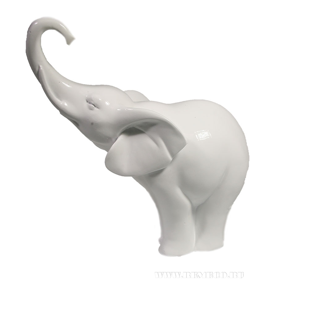 Фигура декоративная Слон (белый глянец), L15W7H16 см оптом