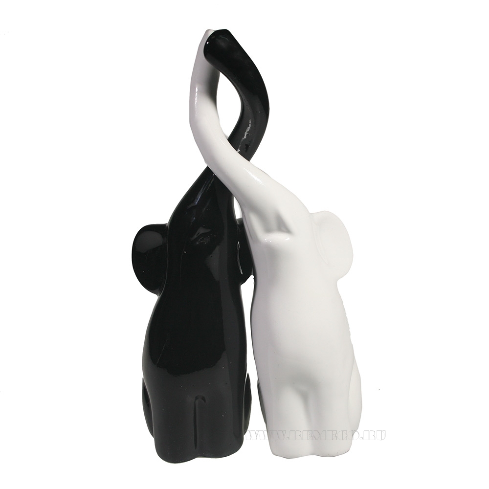 Фигура декоративная Пара слонов (черный+белый глянец) L9W14H26 оптом