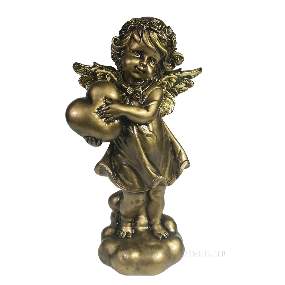 Фигурка декоративная Ангелочек любви (золото), L13,5W8,5Н25см оптом