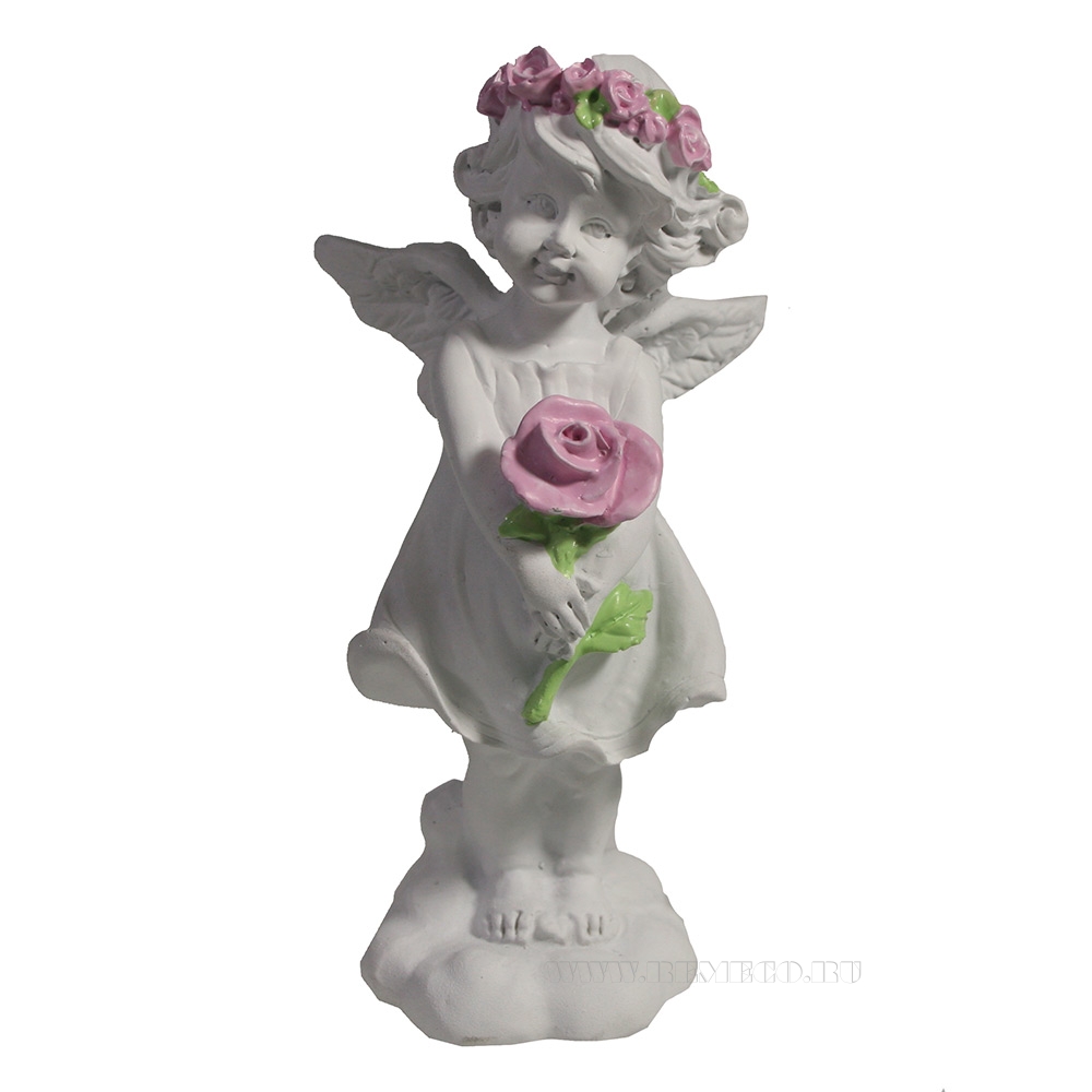 Фигура декоративная Ангел с розой L6W6.5H12.5 оптом