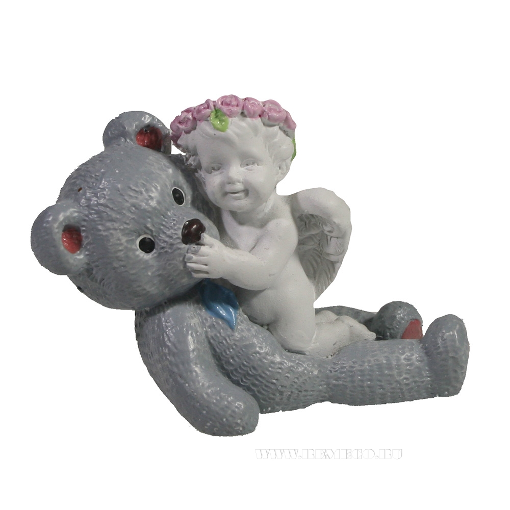 Фигура декоративная Ангел с плюшевым медведем L7W3,5H5 оптом
