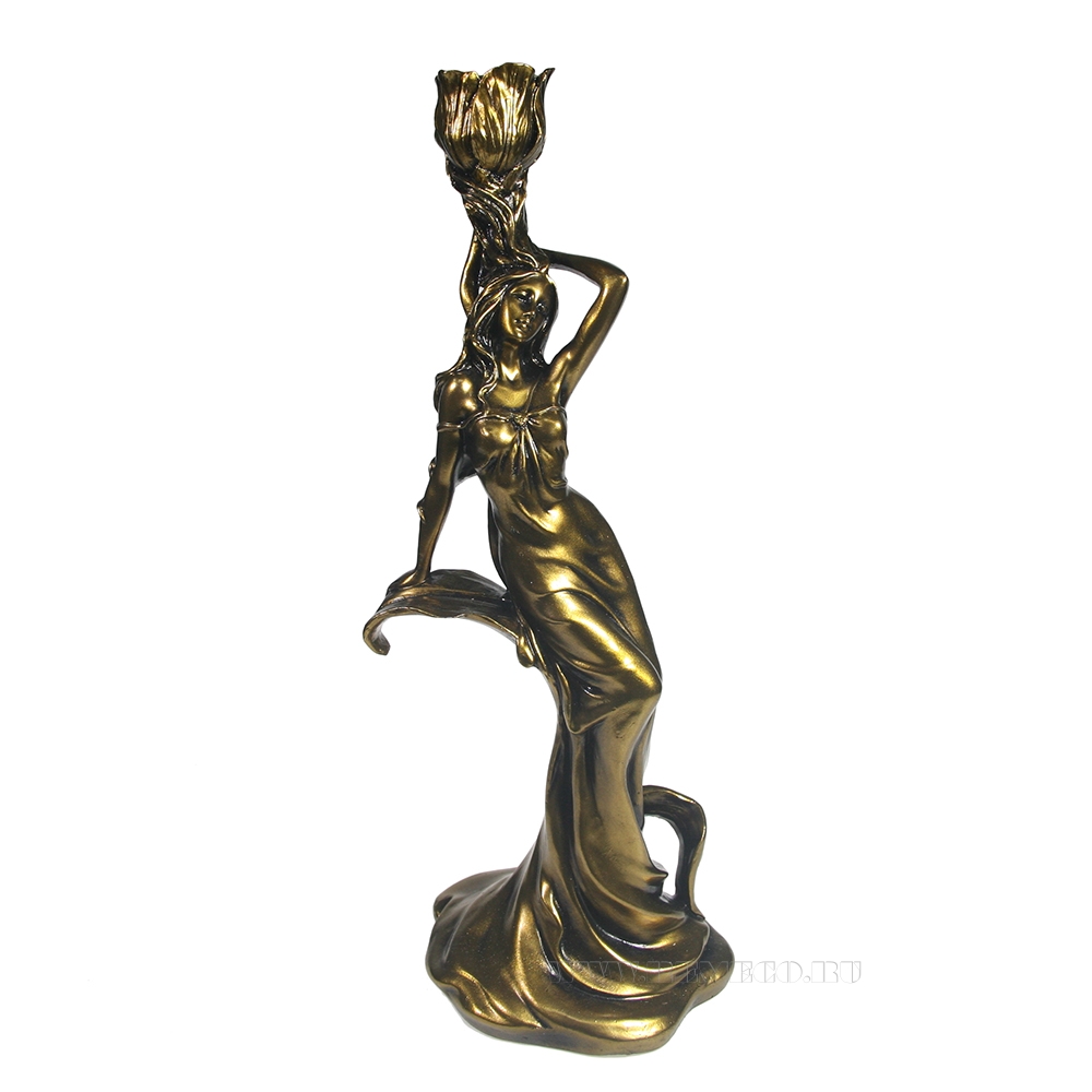 Фигура декоративная Подсвечник Нимфа (золото) L10W12,5H32 оптом