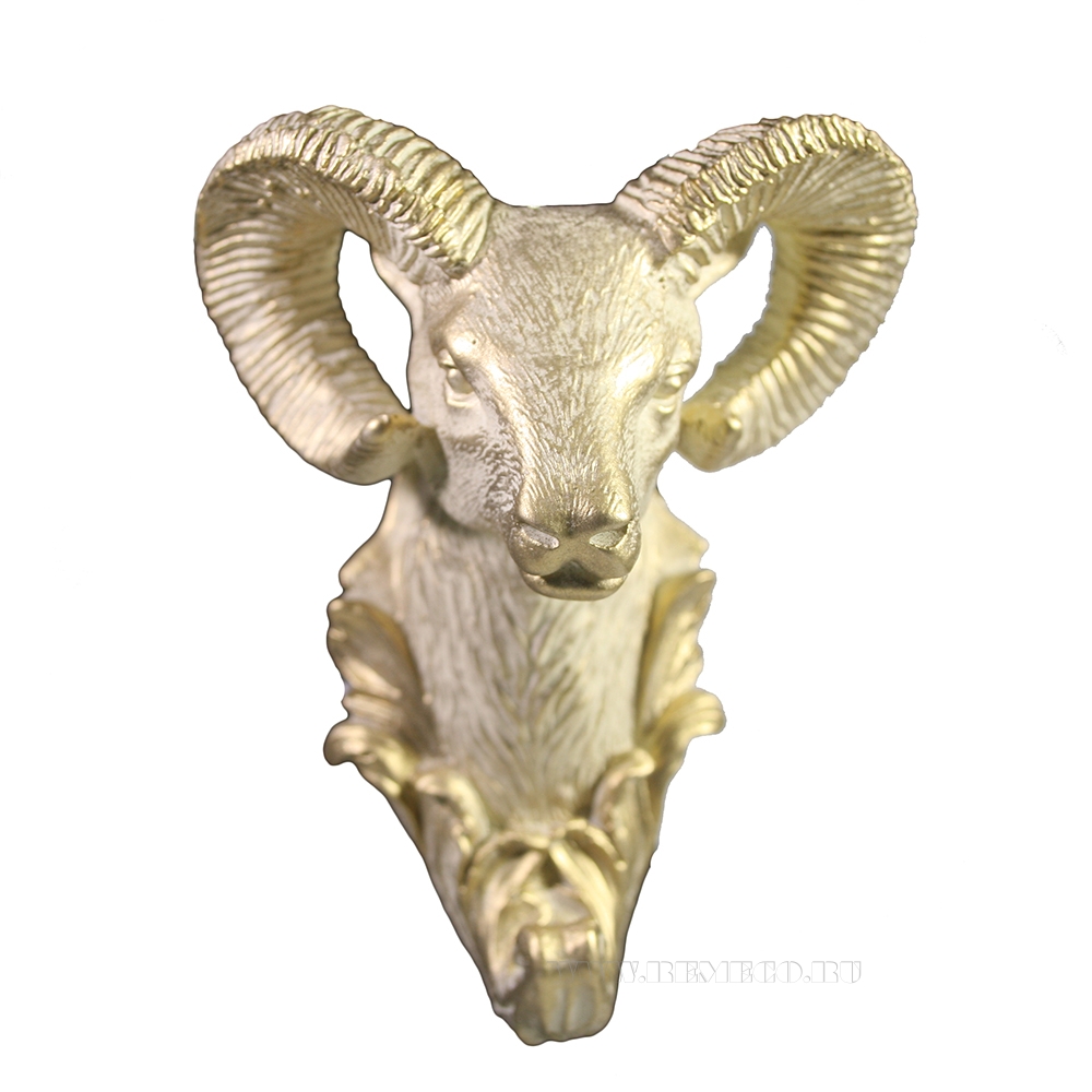 Изделие декоративное Крючок Баран (слоновая кость +золото) L8W10H13 оптом