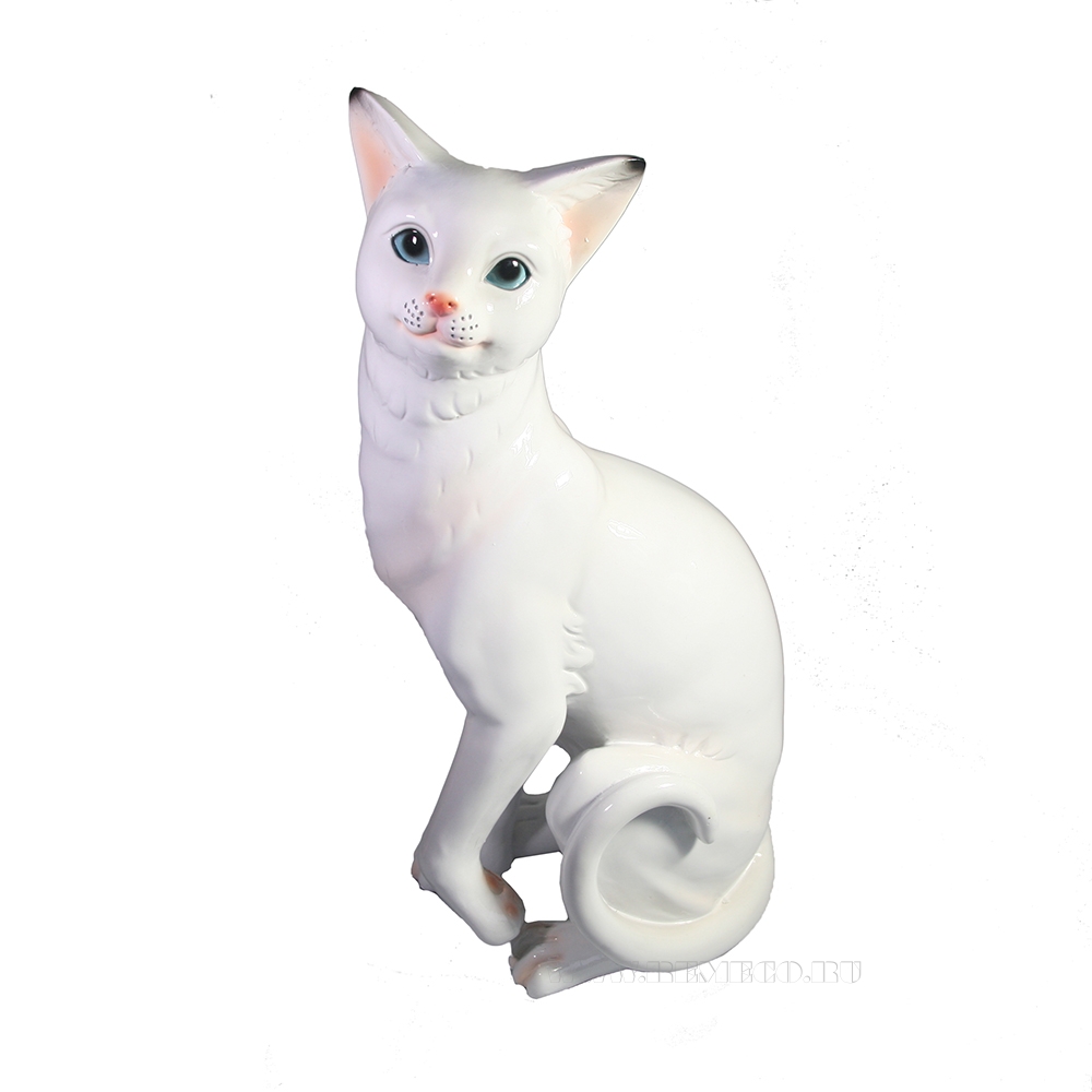 Фигура декоративная Кошка (белый глянец) оптом