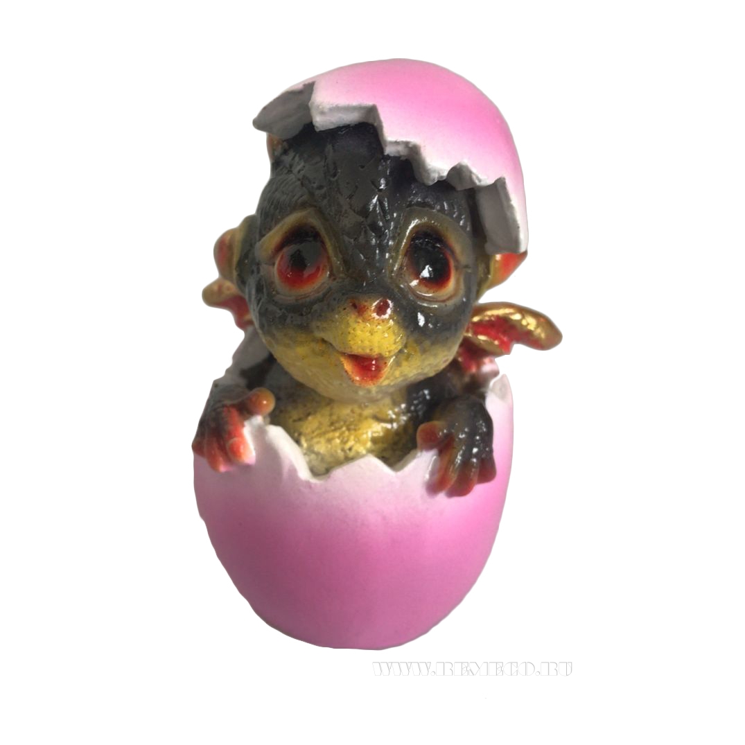 Фигура декоративная Дракошка (черный в розовом яйце) L5.5W5H8 оптом
