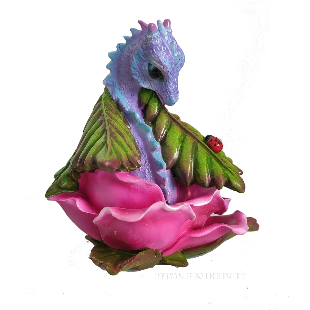 Фигура декоративная Дракон в цветке L11.5W10H10,5 оптом