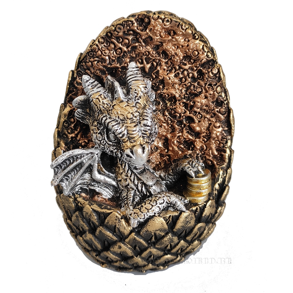 Копилка Дракон в яйце с монетками (золото+серебро) L9W9H10,5 оптом