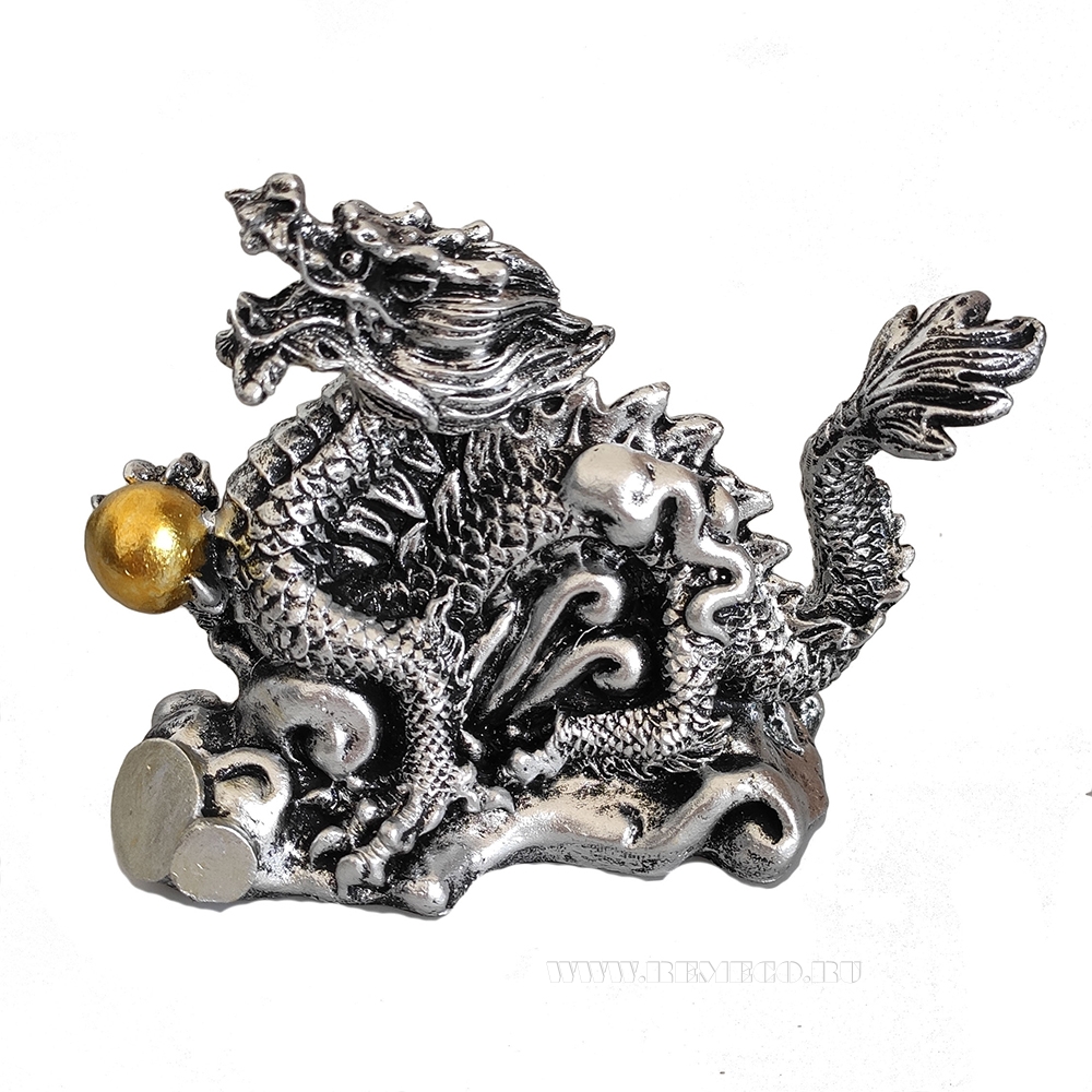 Фигура декоративная Китайский дракон (серебро) L10.5W4H8.5 см оптом